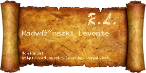 Radvánszki Levente névjegykártya